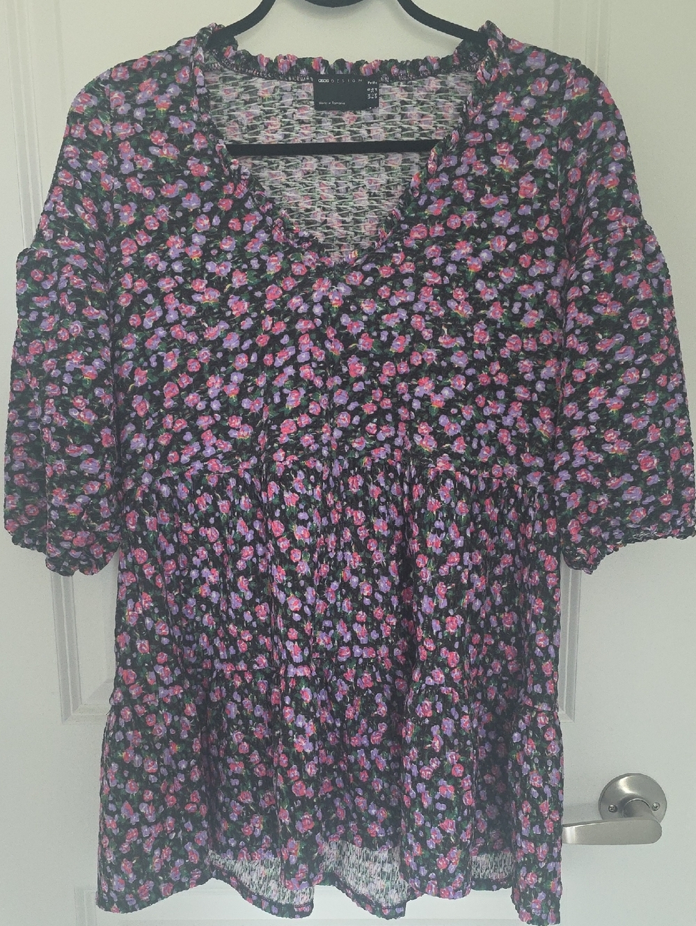 ASOS Petite Black Mini Dress with Pink Floral Print